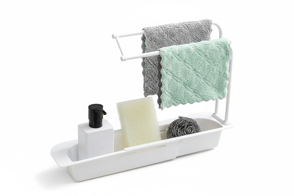 Telescopic Sink Storage Rack - Adjustable Kitchen Organizer