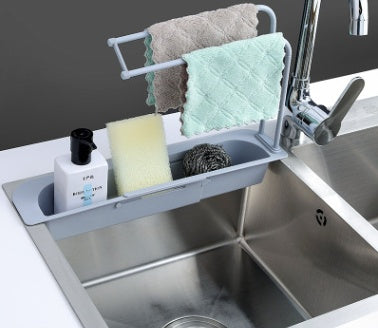 Telescopic Sink Storage Rack - Adjustable Kitchen Organizer
