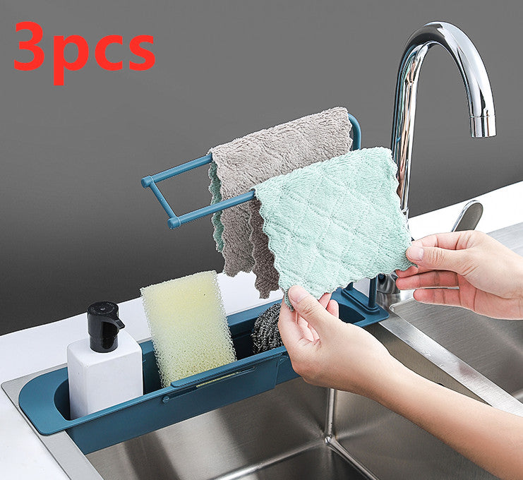 Telescopic Sink Storage Rack - Adjustable Kitchen Organizer