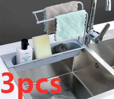 Telescopic Sink Storage Rack - Adjustable Kitchen Organizer