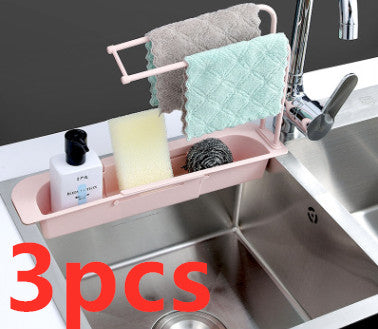 Telescopic Sink Storage Rack - Adjustable Kitchen Organizer