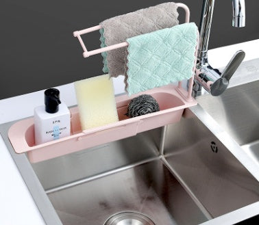 Telescopic Sink Storage Rack - Adjustable Kitchen Organizer