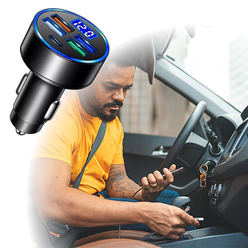 5-Port USB Car Charger - Fast Charging Adapter for iPhone, Samsung & Android