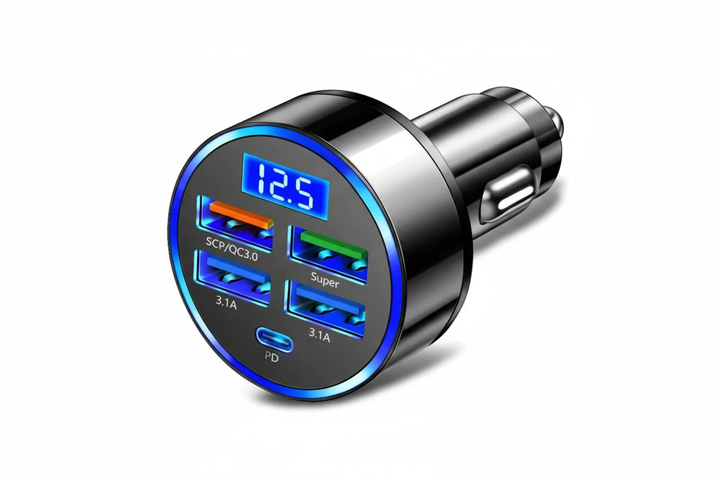 5-Port USB Car Charger - Fast Charging Adapter for iPhone, Samsung & Android